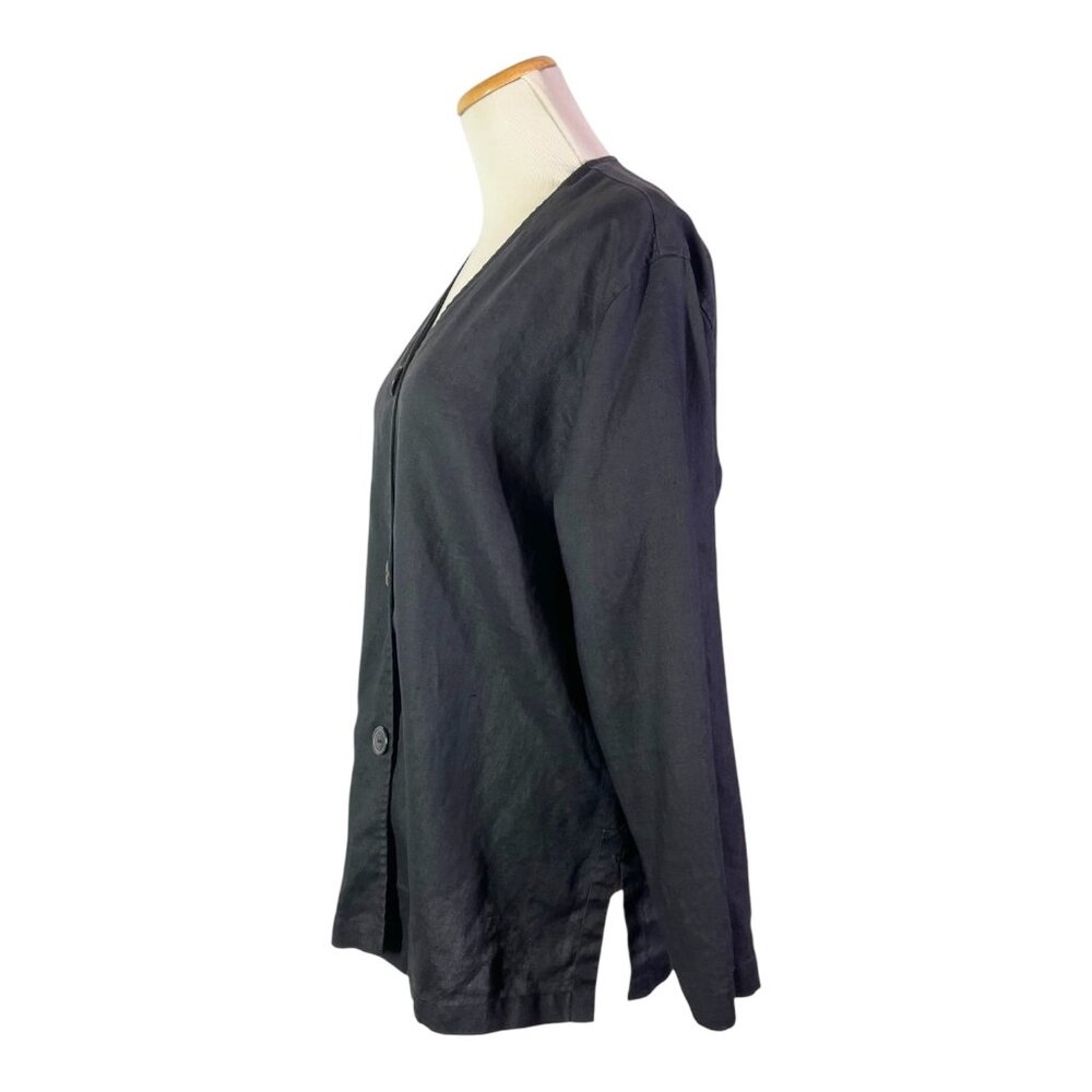 David Dart Size S Button-Front Black Linen Jacket… - image 6